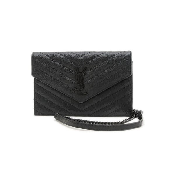 YVES SAINT LAURENT Black Monogram Leather Wallet - Picture 1 of 8